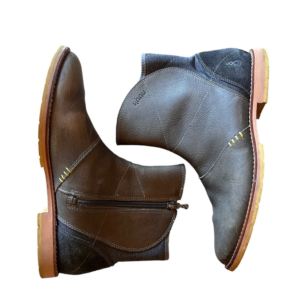 AHNU Octavia Waterproof Leather Ankle Boots Khaki Green/Black